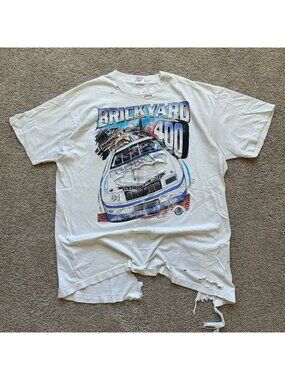 Vintage 90s NASCAR Brickyard 400 T-Shirt Trashed Distressed Racing